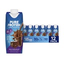 Καθαρή πρωτεΐνη σοκολάτας Shake, 30g πλήρης πρωτεΐνη, έτοιμη για ποτό και Keto-Φιλικά, Βιταμίνες Α, C, D, και E συν ψευδάργυρο για την υποστήριξη της ανοσοποιητικής υγείας, μπουκάλια 11oz, 12 Pack