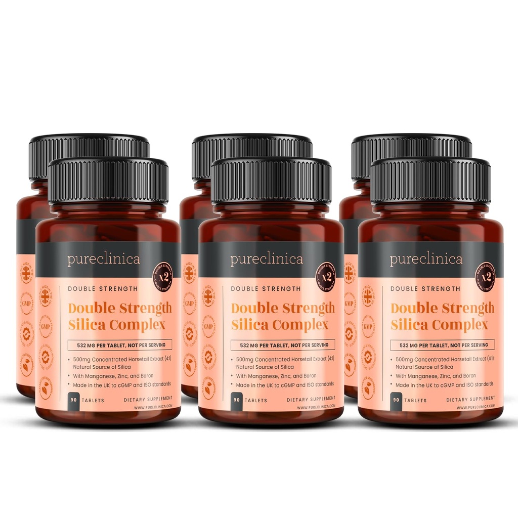 Διπλή δύναμη Silica Complex - 18 Μήνας Προμήθεια! (2000mg Εκχύλισμα Horsetail x 540 δισκία (6 μπουκάλια 90))