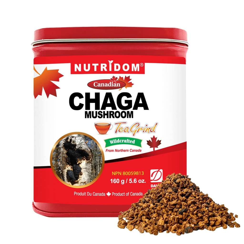 Nutridom Canadian Chaga Mushroom Tea Grind, Pebbles, Wild-Harved, Χειροποίητο, 160 g