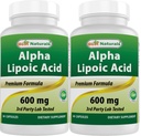 Best Naturals Alpha Lipoic Acid 600 mg 60 Κάψουλες - ALA Ισχυρό Αντιοξειδωτικό (60 Count (Pack of 2))
