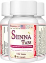 Senna Tablets 100 Ct. | Natural Vegetable Laxative [Made in USA] | Laxatives for Constipation, Colon Cleanser, Detox Cleanse, Constipation Relief for Adults Kids 8.6mg, Stool Softener Plus (1 Bottle)