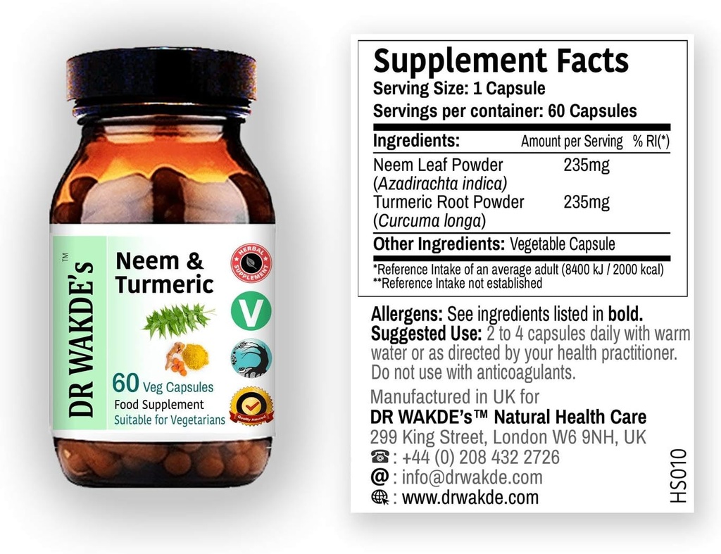 DR WAKDE's Neem & Turmeric Κάψουλες 