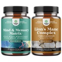 Δέσμη Advanced Nootropics Brain Support Supplement with Memory & Focus Vitamins and Advanced Lion's Mane Mushroom Supplement with Reishi, Chaga, Maitake & Shiitake for Memory Support & Focus