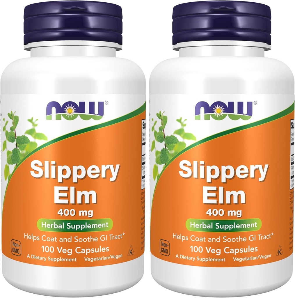 NOW Slippery Elm 400mg 100 Κάψουλες (πακέτο του 2)