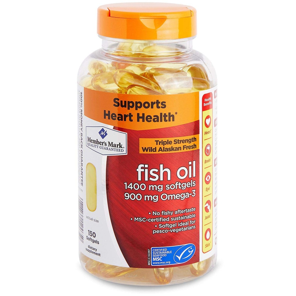 Member's Mark - Omega 3, Fish Oil 1400 mg (900 mg EPA/DHA), Enteric Coated, 150 Softgels