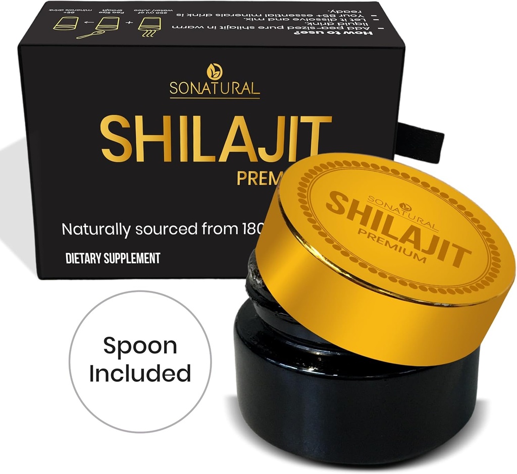 SONATURAL Shilajit Pure Himalayan Organic - 30g Premium 100% Pure Shilajit Resin with Fulvic Acid & 85+ Trace Minerals Complex for Energy & Immune Support, (2 Μήνες Προσφορά)