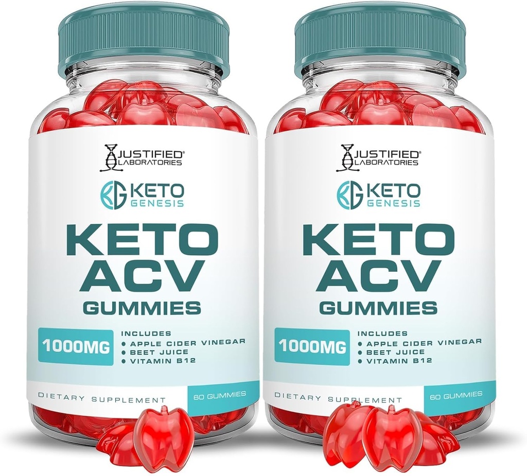 Αιτιολογημένα Εργαστήρια (2 Πακέτο Keto Genesis Keto ACV Gummies Formula 1000MG Keto Genesis Keto Gummies Apple Cider Vinegar Formated with Roomegranate Beet Buice Powder B12 Vegan Non GMO 120 Gummys
