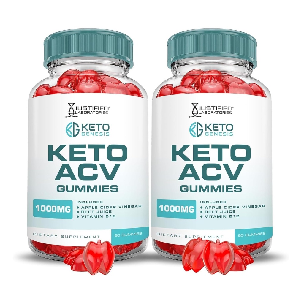 Αιτιολογημένα Εργαστήρια (2 Πακέτο Keto Genesis Keto ACV Gummies Formula 1000MG Keto Genesis Keto Gummies Apple Cider Vinegar Formated with Roomegranate Beet Buice Powder B12 Vegan Non GMO 120 Gummys
