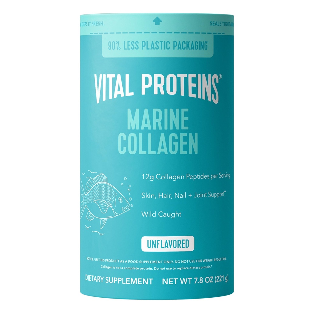 Vital Proteins Marine Collagen Peptides Peptides Peptides Powder Supplement for Skin Hair Nail Joint - Υδρολυμένο Κολλαγόνο - 12g ανά Σερβίρισμα - 7,8 oz Canister