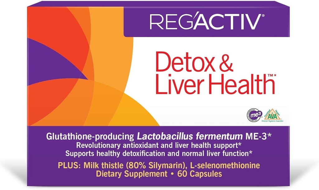 REG'ACTIV Detox & Liver Health, 60 Capsules, with Glutathione-producing Lactobacillus fermentum ME-3
