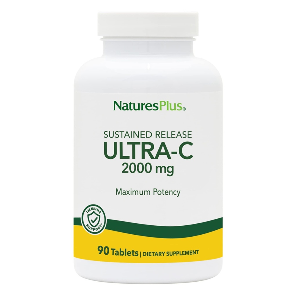 Natures Plus Ultra C W/Rose HIPS, Παρατεταμένα - 2000 mg, 90 χορτοφαγικά δισκία - Μέγιστη Ικανότητα Ανοσολογική Υποστήριξη, Αντιοξειδωτικό - Ελεύθερη Ραδινική Άμυνα - Χωρίς Γλουτένη - 90 Σερβιέτες