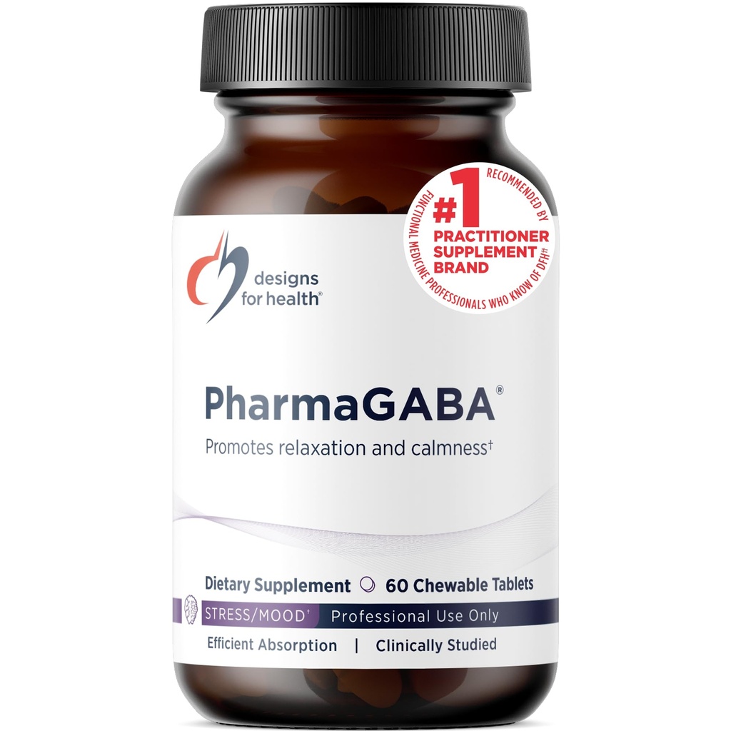 Σχέδια για την υγεία PharmaGABA Chewable Supplement - 200mg Bioavailable GABA Supplement for Stress, Mood, Immune Health & Sleep Support - Vegan, Gluten Free & Non-GMO (60 Tablets)