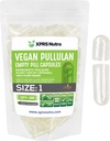 XPRS Nutra Μέγεθος 1 Pullulan Κενές κάψουλες - 100 Count Clean Label Φυτικές κάψουλες Clear Empty Vegan Κάψουλες - Premium Χορτοφαγικά Χάπια - Do-It-Yourself Φυτική κάψα που γεμίζουν