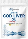 Cod Liver Oil 2,000mg Per Serving, 360 Softgels | Burpless Lemon Flavored – Rich in Omega 3, Vitamins A & D3, EPA, DHA | Wild Caught Arctic Deep Sea Fish | Heart, Brain, & Immune Supplement