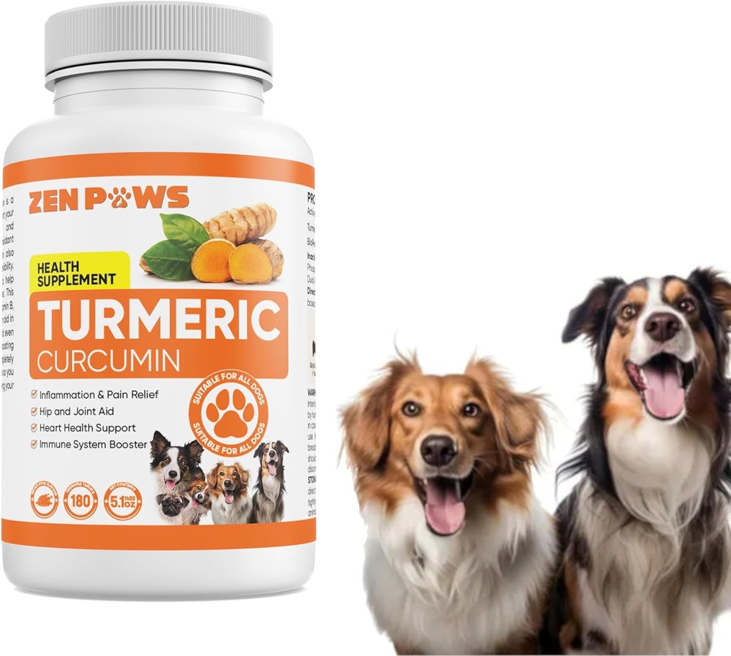Turmeric for Dogs – 180 Count Tablet Treats with Curcumin & Piperine – Κοινή Υγεία, Κινητικότητα, Αλλεργία & Itch Relief, Δέρμα & Κάλυμμα, Hot Spots – Γεύσεις πάπιας με λάδι σολομού
