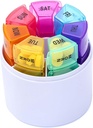 Weekly Pill Manager, 4 Daily Pill Boxes, 7-Day Pill Moisture-Proof, Pill Box Medication Υπενθύμιση, Φορητή φαρμακευτική αγωγή βιταμινών και συμπλήρωμα εμπορευματοκιβωτίων (Κυλινδρική αποθήκευση)