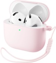 ORNARTO για AirPods 4 Θήκη, Soft Silicone Πλήρες προστατευτικό κάλυμμα με LED ορατό, συμβατό με AirPods 4ης γενιάς 2024 - Chalk Pink