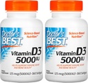 Doctor's Best, (2 Pack) Βιταμίνη D3, 125 mcg (5000 IU), 360 Softgels