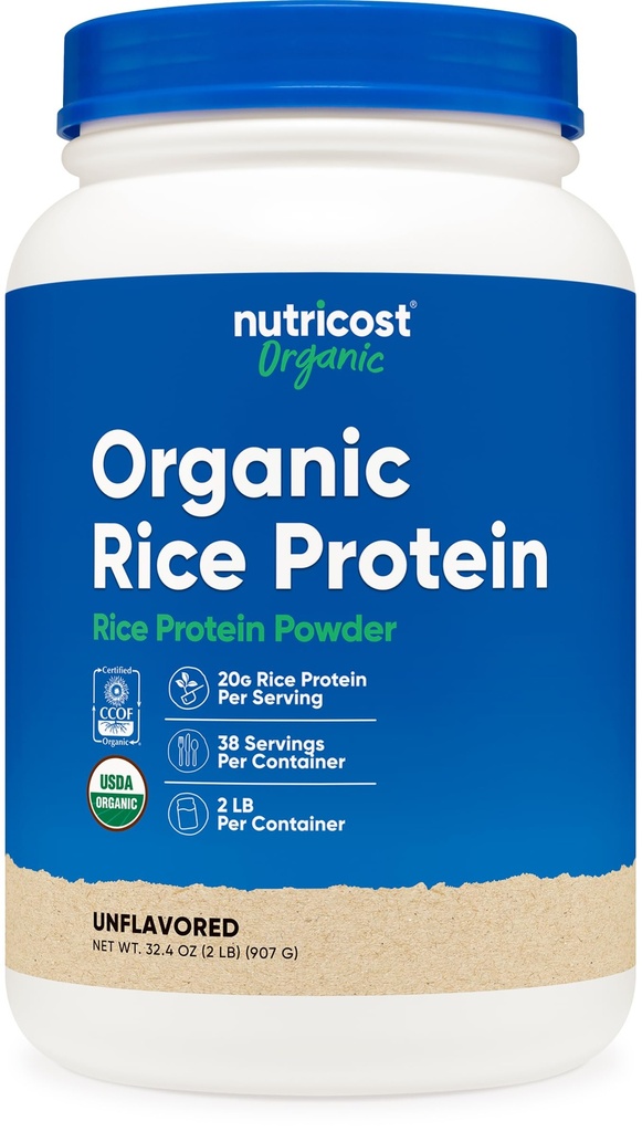 Nutricost Βιολογική σκόνη πρωτεΐνης ρυζιού (2 LB) - Χωρίς γλουτένη, μη ΓΤΟ (από καφέ ρύζι)