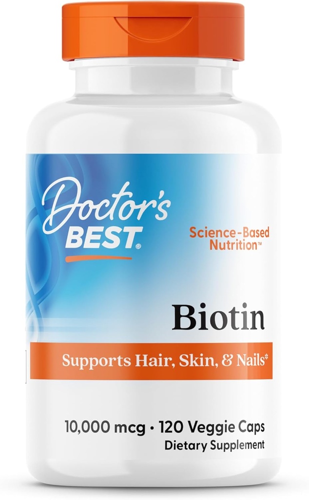Γιατροί Best Biotin, υποστηρίζει τα μαλλιά, το δέρμα, και τα νύχια, μη-GMO, χωρίς γλουτένη, χωρίς σόγια, Vegan 120 Veggie Caps