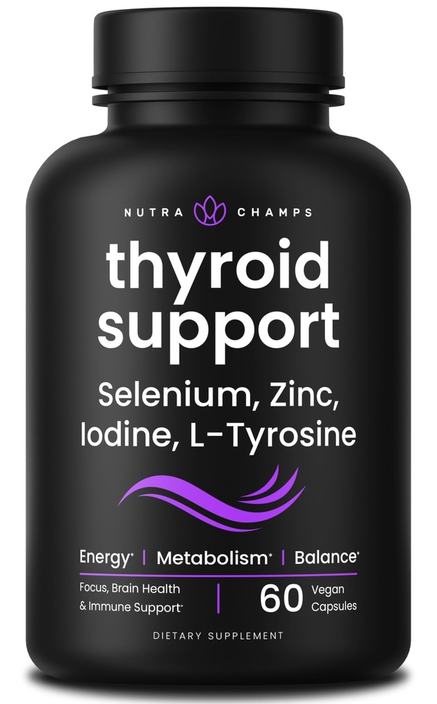 NutraChamps Thyroid Υποστήριξη & Adrenal Υποστήριξη συμπλήρωμα 2-σε-1 Φόρμουλα με Iodine & Ashwagandha για την ενέργεια, Μεταβολισμός, Εστίαση, Adrenal Κόπωση & Άγχος ανακούφιση, Cortisol Ισορροπία για τις γυναίκες & Men