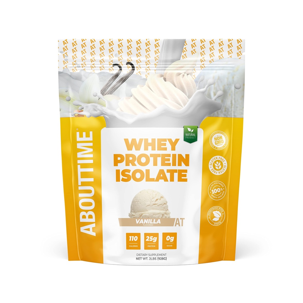Σχετικά με το χρόνο Whey Protein Isolate Powder 25g Vanilla, φυσικά συστατικά, μη-GMO, χωρίς γλουτένη, Λακτόζη-ελεύθερο, Zero ζάχαρη, χαμηλή υδατάνθρακες, 32 εξυπηρετούν