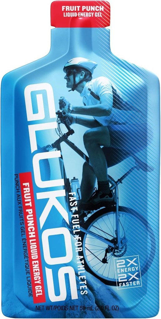 Glukos Energy Gels Για Runners 2oz Packets, Running Gels με Electrolytes, Tray of 12 Count