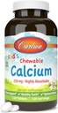 Carlson - Kid's Chewable Calcium, 250 mg, Υψηλή Απορροφώμενη, Οστών & Δόντια Υποστήριξη, Βέλτιστη Ευεξία, Φυσικό άρωμα βανίλιας, 120 δισκία