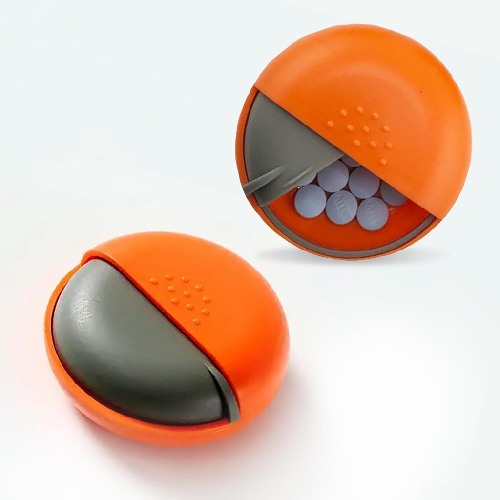 Round Travel Pill Organizer - Φορητό κουτί μικρών χαπιών για ψώνια - Compact, Leak-Proof Medicine Container for Pills, Vitamins, Fish Oil, Συμπληρώματα - BPA-Free, Durable Design, 2.75" (Orange)
