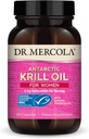 Dr. Mercola Krill Oil for Women - 2 mg Ασταξανθίνη - MSC Certified Sustainable - Supports Brain, Skin & Immune Systems - with Omega-3s - Non-GMO, Gluten-free & Soy-Free - 90 Κάψουλες (30 Servings)
