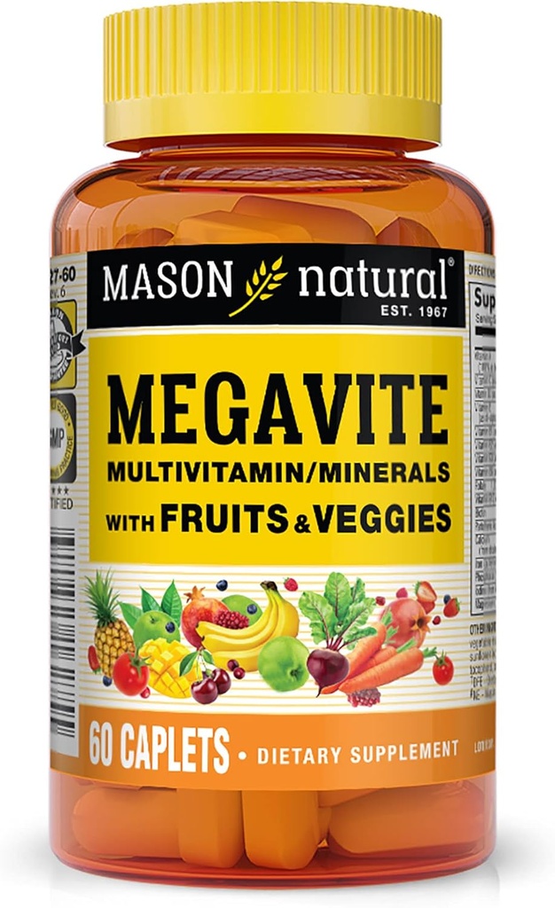MASON NATURAL Vitamin Megavite Fruits and Veggies Mineral Formula, 60 Count