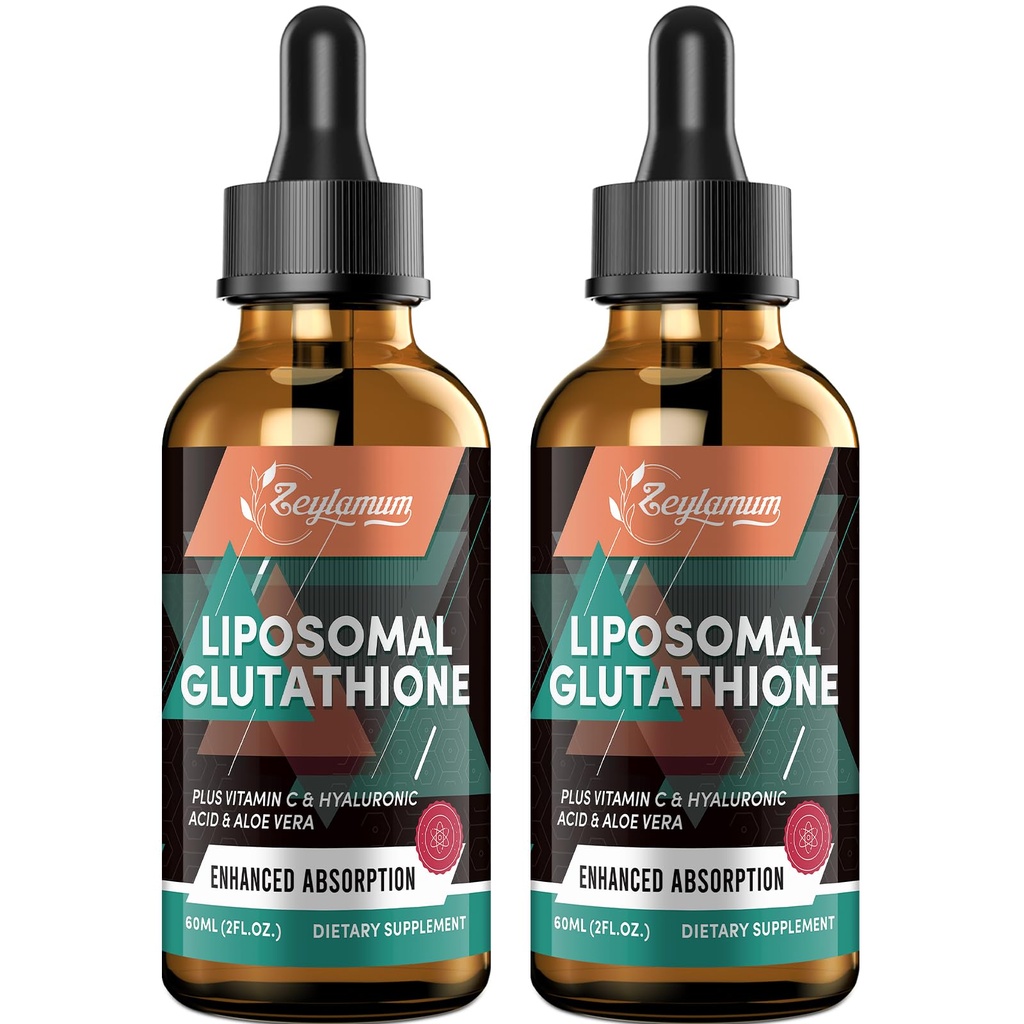 2000MG Liposomal Glutathione Liquid Drops, Εξαιρετικά Υψηλή Απορρόφηση, Φυσική Αποτοξίνωση, Ανοσοποιητικό Σύστημα & Δέρμα Supprot*, L-Γλουταθειόνη, Βιταμίνη C & Υαλουρονικό Οξύ, Κάψουλες Εναλλακτική, 4.05 OZ