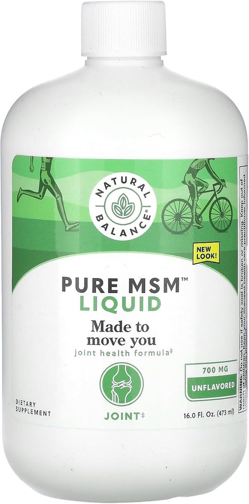 Natural Balance Pure MSM Liquid - 700 mg - Unflavored - Κοινό Συμπλήρωμα Υποστήριξης - Εργαστήριο Επαληθευμένο για Καθαρότητα και Ικανότητα - 60-Day Εγγύηση Επιστροφής Χρημάτων - 48 Υπηρεσίες, 16 Fl. Oz.