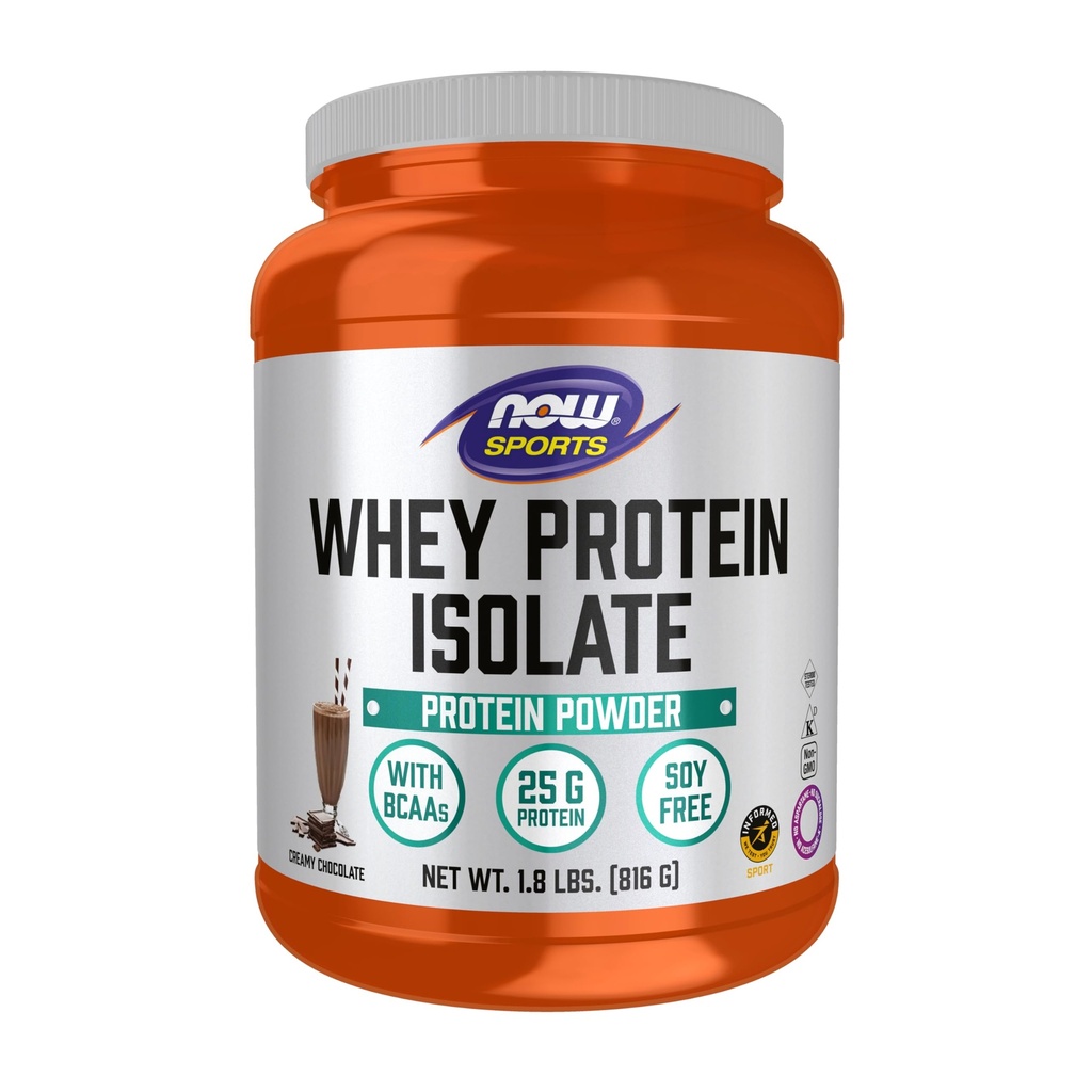 Τώρα τρόφιμα Αθλητική Διατροφή, Whey Protein Isolate, 25 g Με BCAAs, κρεμώδη σκόνη σοκολάτας, 1.8-Pound