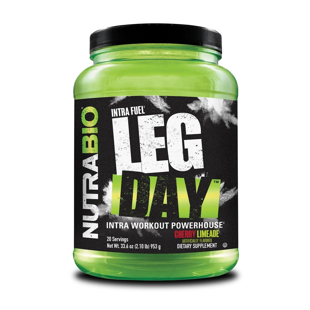NutraBio Leg Day Intra Workout Powder – Σύνθετη Carb Supplement με Cluster Dextrin & Electrolytes – Σκόνη Καρβών με EAS/BCAAs – Κυκλικό Δεξτρίνη για Απόδοση – Cherry Lime, 20 Σερβιέτες