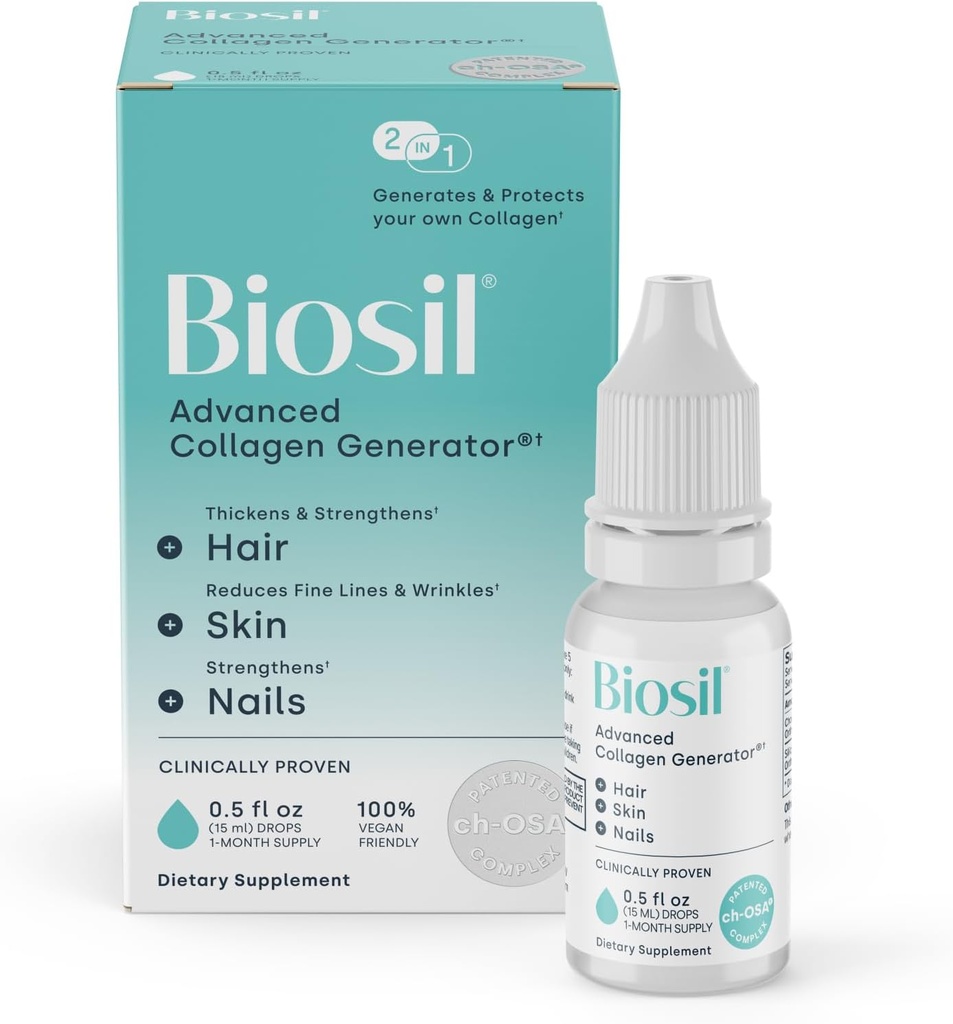 Biosil Collagen Booster Supplement - 0.5 fl oz Drops - Πατενταρισμένο ch-OSA Activator για το δέρμα, τα μαλλιά, τα νύχια και τις αρθρώσεις - Υποστηρίζει τη φυσική παραγωγή - 30-Day Supply
