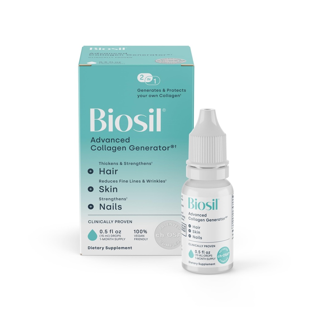 Biosil Collagen Booster Supplement - 0.5 fl oz Drops - Πατενταρισμένο ch-OSA Activator για το δέρμα, τα μαλλιά, τα νύχια και τις αρθρώσεις - Υποστηρίζει τη φυσική παραγωγή - 30-Day Supply