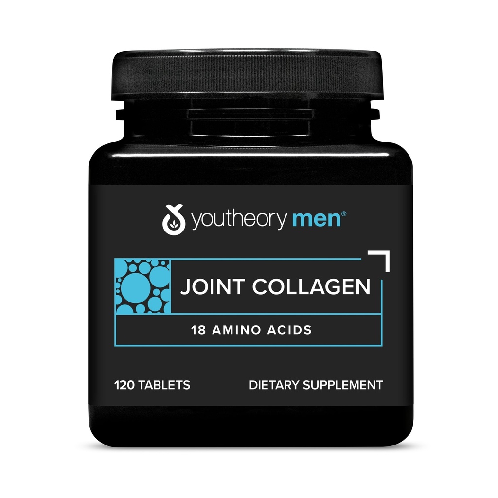 Youtheory Men's Joint Collagen with 18 Amino Acids - Hair, Nail, Muscle, Bone & Joint Support - with Boswellia Extract, Ginger & Black Pepper* - 120 Tablets (Εφοδιασμός 60 ημερών)