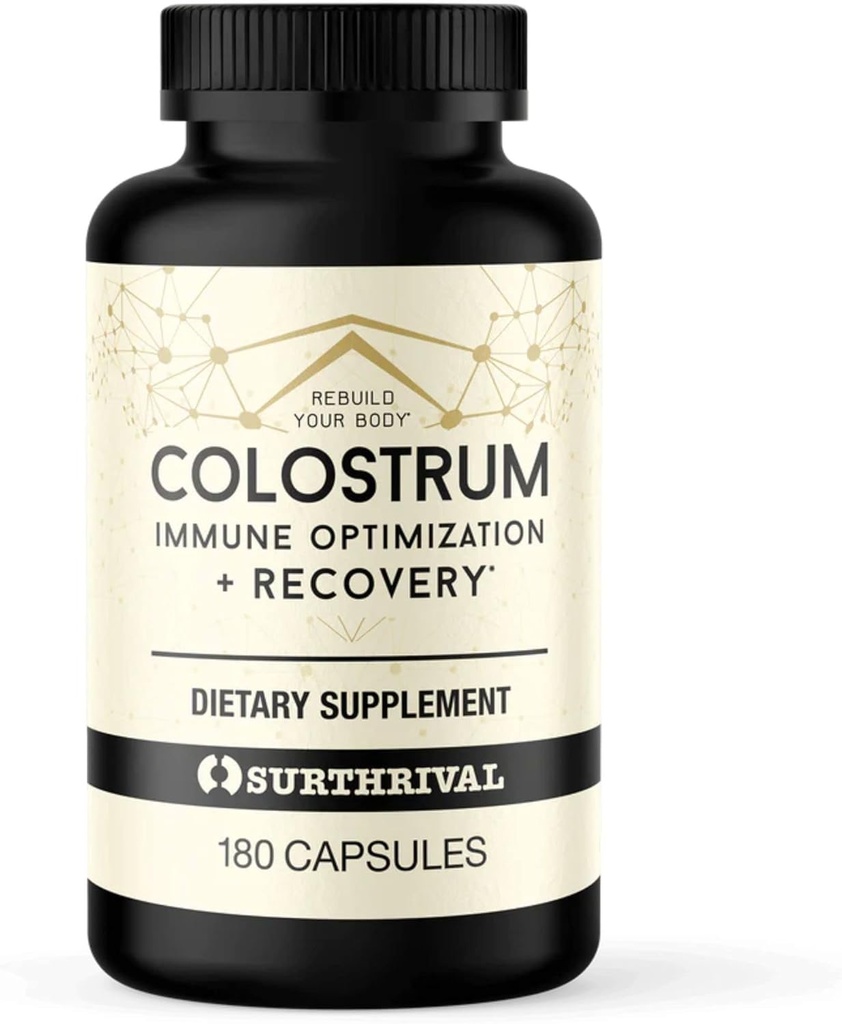 Surthrival: Κάψουλες σκόνης Colostrum (180 Count), Ανοσολογική Βελτιστοποίηση & Ανάκτηση, Συμπλήρωμα διατροφής, Υγεία των ούρων, Ανοσολογική Υποστήριξη, Κετοφιλική