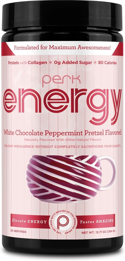 Perk Energy Original Λευκό Σοκολάτα μέντας Pretzel ποτό Mix (20 σερβιέτες) - Χωρίς γλουτένη, χωρίς σόγια, χωρίς φυστίκι