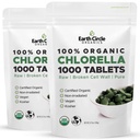 Earth Circle Organics Organic Chlorella Tablets 1000 Count | Pure Chlorella Pyrenoidosa | Broken Cell Wall for Better Nutrient Availability | Vegan, Kosher, Non-GMO | Whole Food Superfood | Pack of 2