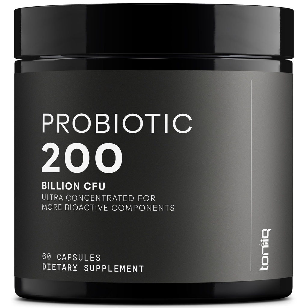 Toniiq 200 Δισεκατομμύρια CFU Probiotic Συμπλήρωμα 30 Επαληθευμένο τρίτο μέρος δοκιμασμένες στεφάνες - Πλήρως ράφι-σταθερή φόρμουλα προβιοτικών με προβιοτικό μείγμα - Εκτεταμένες κάψουλες απελευθέρωσης