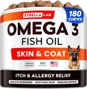StrellaLab Omega 3 για σκύλους - (180Ct) Λάδι ψαριών Θεραπείες - Αλλεργία & Itch Relief Skin & Coat Supplement - Ξηρό Ίτσι Δέρμα, Αντι Shedding & Hot Spots Θεραπεία - Κρέας σολομού κατοικίδιου - Καπνισμένο άρωμα σολομού