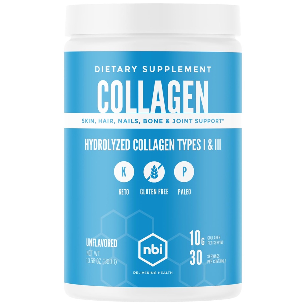 NBI Unflaved, Collagen Peptides σκόνη, Παλαιο- και Κέτο φιλικό, τύπου I και III Υδρολυμένο κολλαγόνο, Amino Acids συμπλήρωμα, Γαλακτοκομικά, Χωρίς σόγια, Χωρίς γλουτένη
