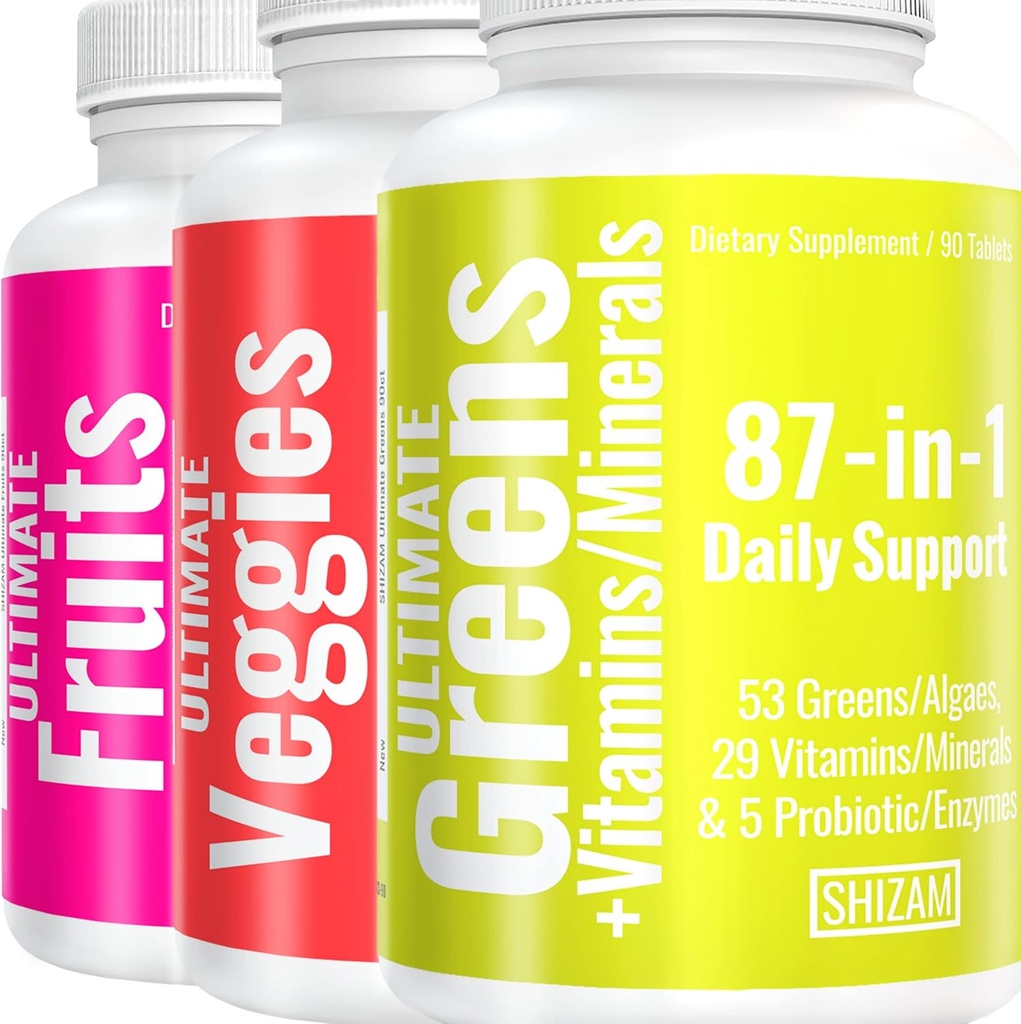 SHIZAM Super Green Fruit & Veggie Capsules | Superfood Daily Super Greens Blend Fruits & Vegetables Supplements | Fruit and Vegetable Supplement Powder Alt | Organic Supergreens Super Foods Veggies