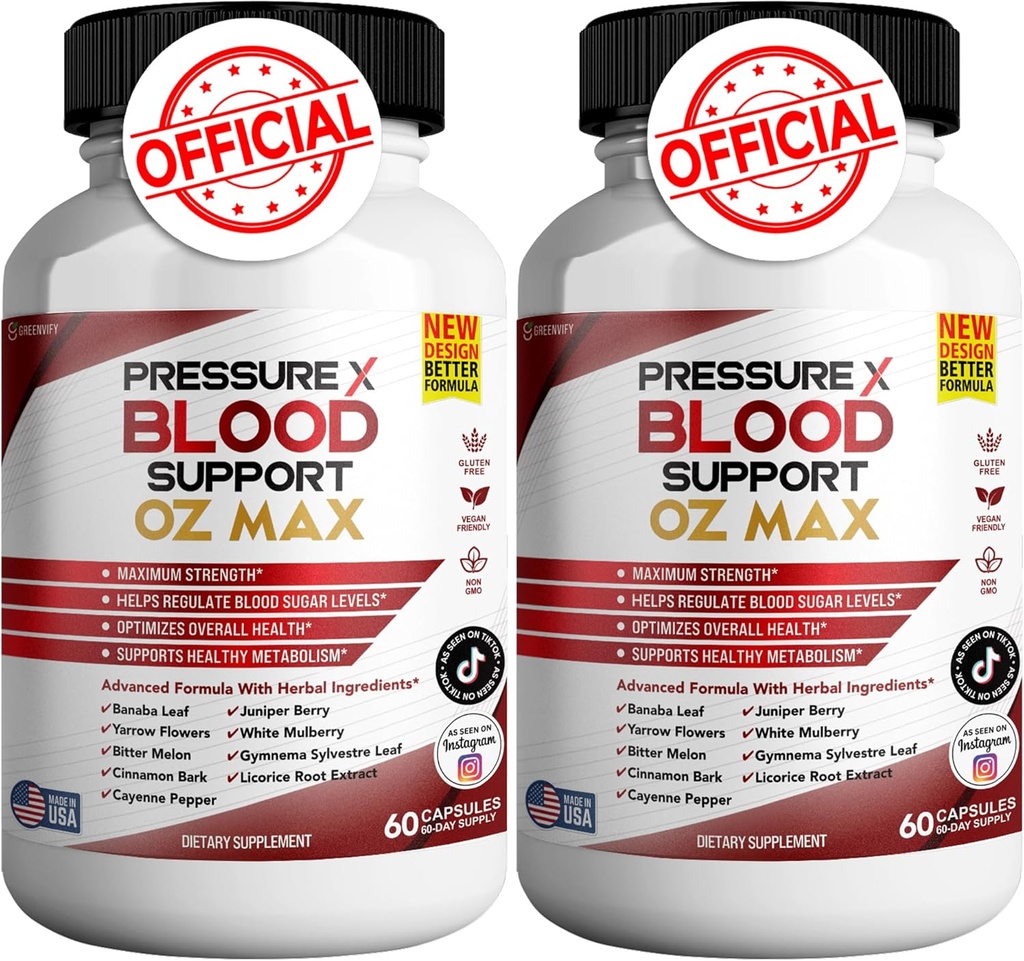 Πίεση X Blood Support OZ Max Blood Supplement - Advanced Formula PressureX Advanced support Supplement, Pressure X Maximum Strength Reviews (2 Pack - 120 Κάψουλες)