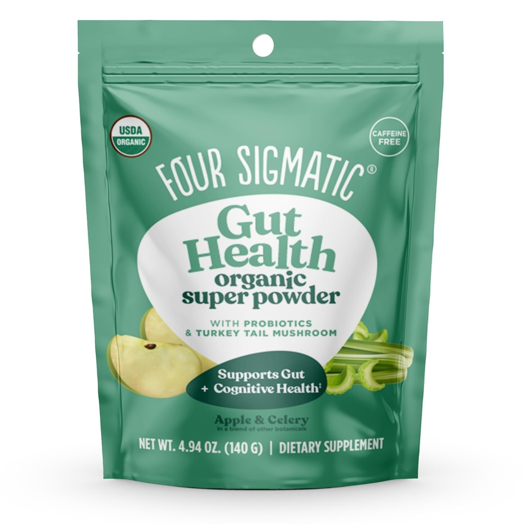 Four Sigmatic Organic Greens Powder | Greens Superfood Powder with Probiotics & Prebiotics | Super Greens with Moringa, Chaga & Turkey Tail | (4.94 oz.)