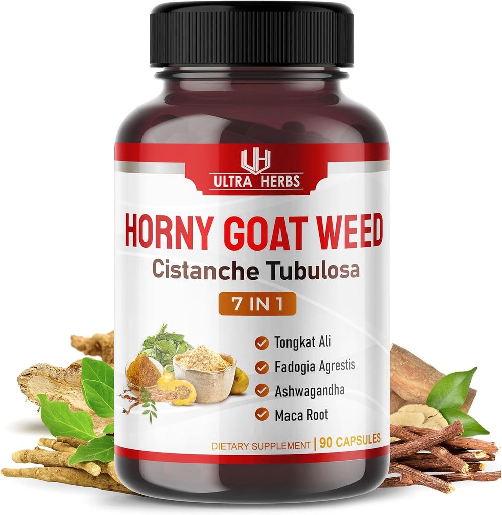 Ultra Horny Goat Weed Tongkat Ali Maca Root Tribulus - Αύξηση της ενέργειας, Stamina & Performance με Fadogia Ashwagandha Ginseng L-Arginine (90 κόμης (Pack of 1))