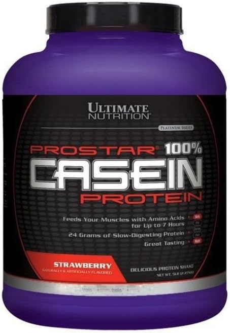 Ultimate Nutrition Prostar Micellar και υδρολυμένη πρωτεΐνη καζεΐνης σκόνη - λίπος χωρίς Overnight ανάπτυξη των μυών και την αποκατάσταση με BCAAs, 5 Λίρες, Φράουλα