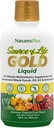 NaturesPlus Πηγή της ζωής Gold Multivitamin Liquid 30 oz Υποστηρίζει την παραγωγή ενέργειας, Υγιεινό ανοσοποιητικό σύστημα & Well-Being Περιλαμβάνει βιταμίνες D3, B12, K2 & πάνω από 120 ολόκληρα θρεπτικά συστατικά τροφίμων - 30